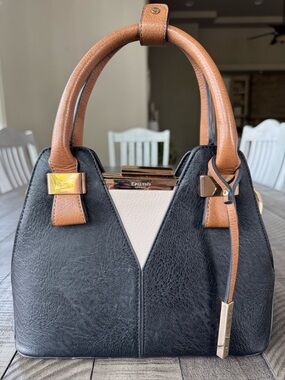 Dune London Dorah Two-Tone Black & Brown Handbag Women's